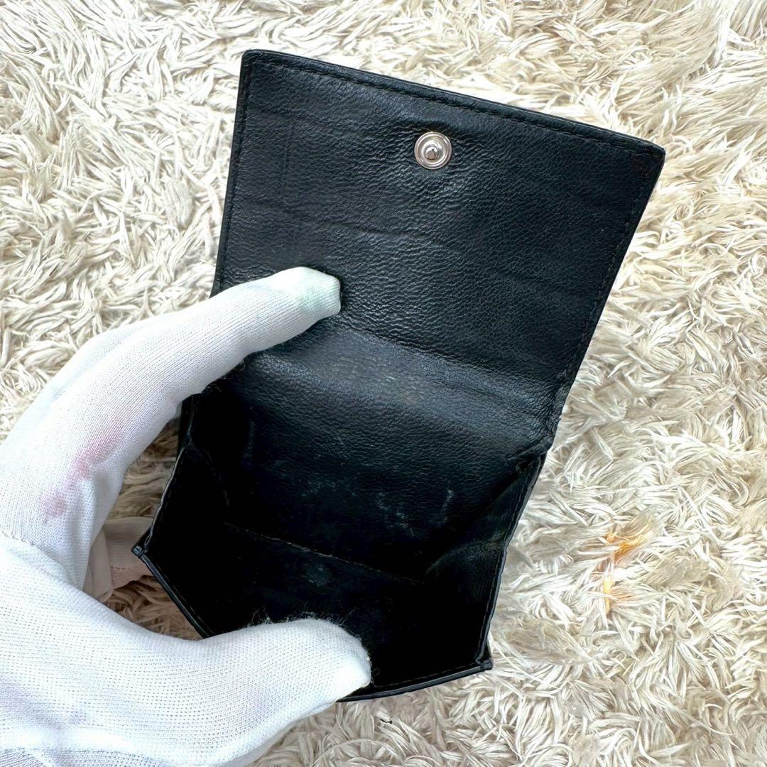 【美品】バレンシアガ 三つ折財布 ブラック クロコ エブリイデイ ユニセックス