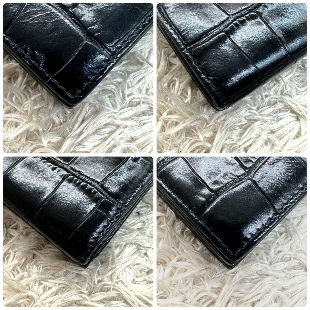 【美品】バレンシアガ 三つ折財布 ブラック クロコ エブリイデイ ユニセックス