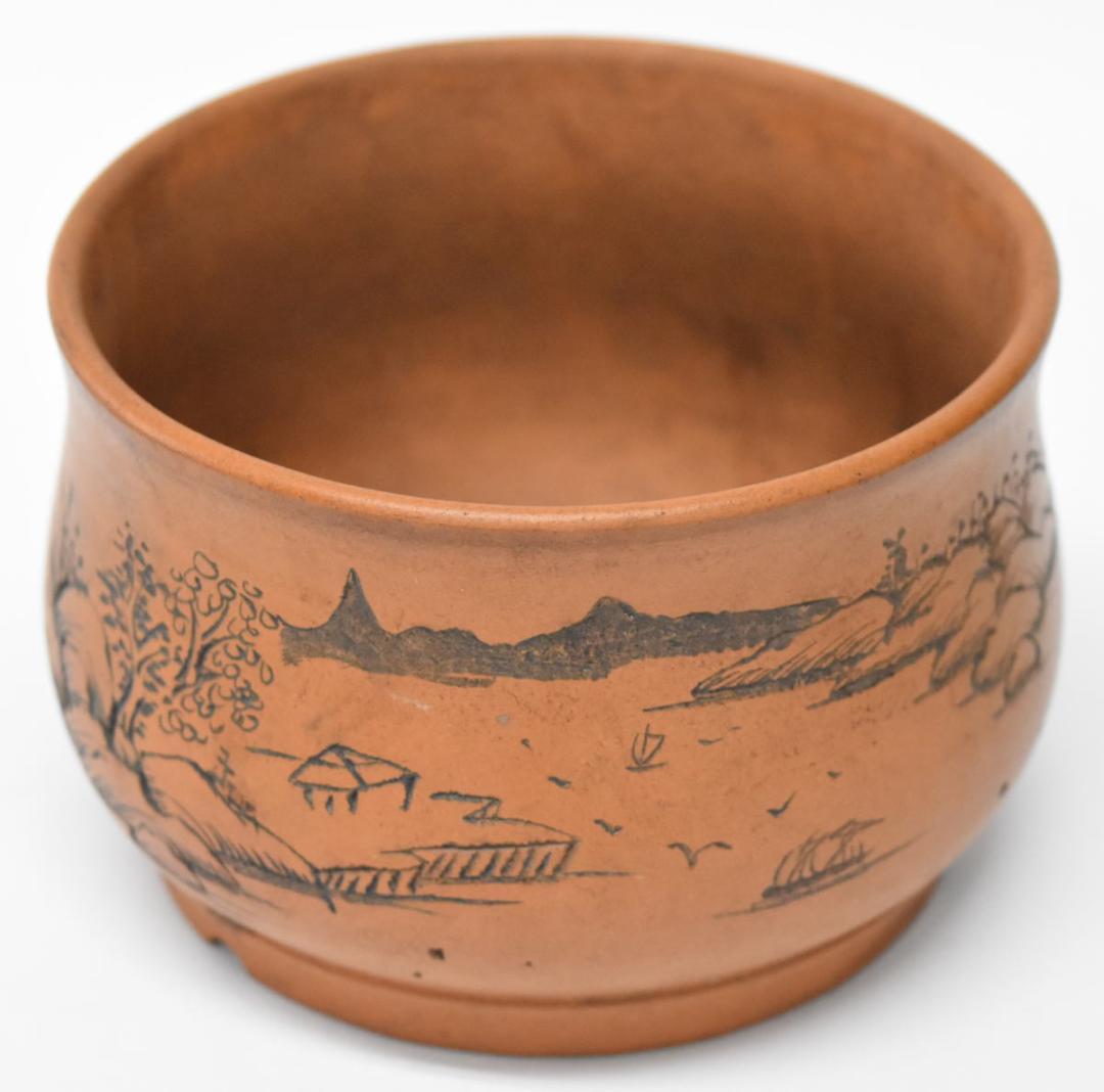 中国宜興 紫砂 孫偉盆芸 在銘 盆栽 花鉢 無傷 植木鉢 朱泥 WWTT164