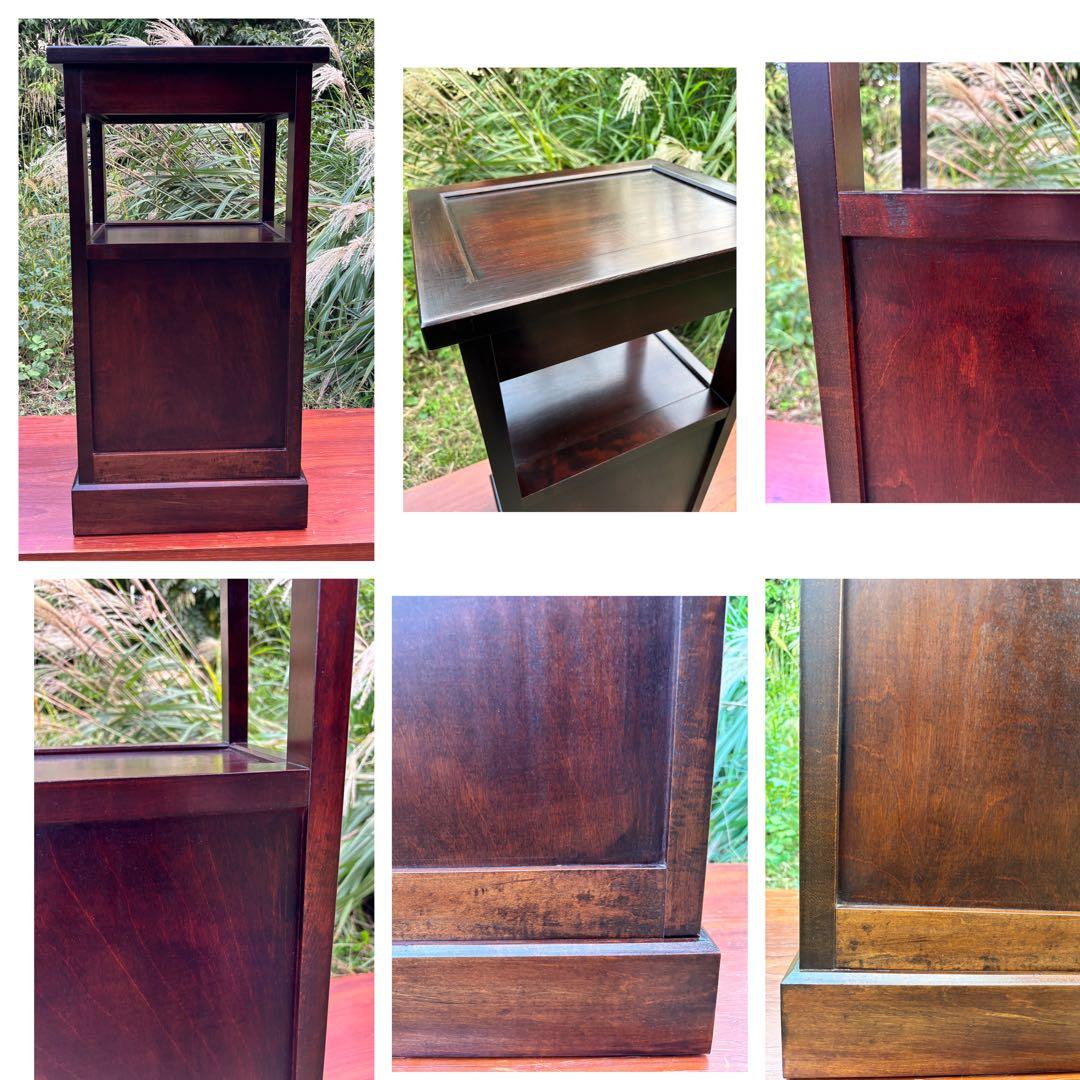 北海道民芸家具 カバ無垢材 電話台 サイドテーブル 飾り台 花台