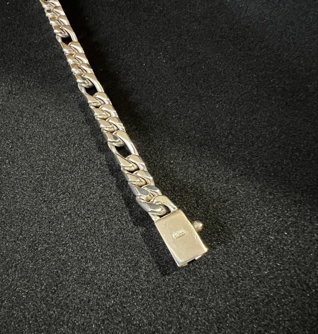 シルバー 925 フィガロチェーンブレスレット 美品