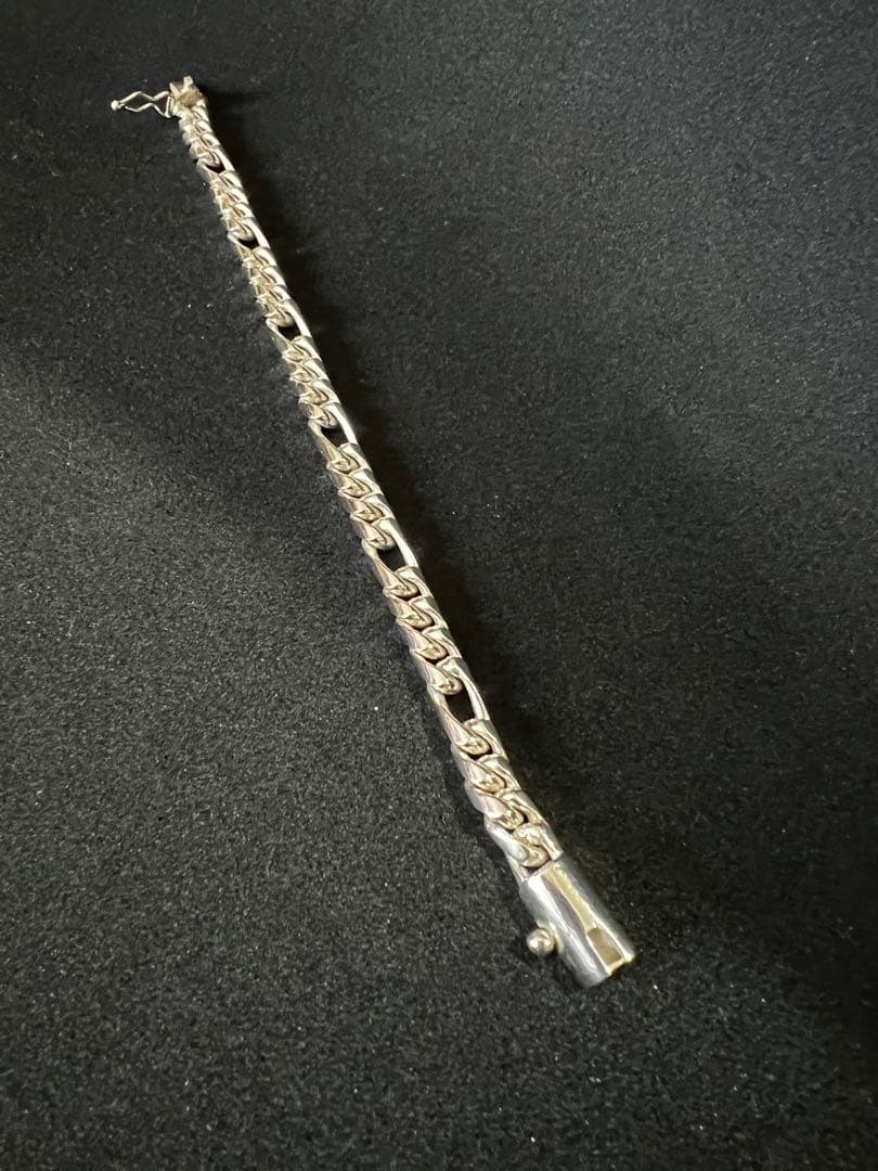 シルバー 925 フィガロチェーンブレスレット 美品