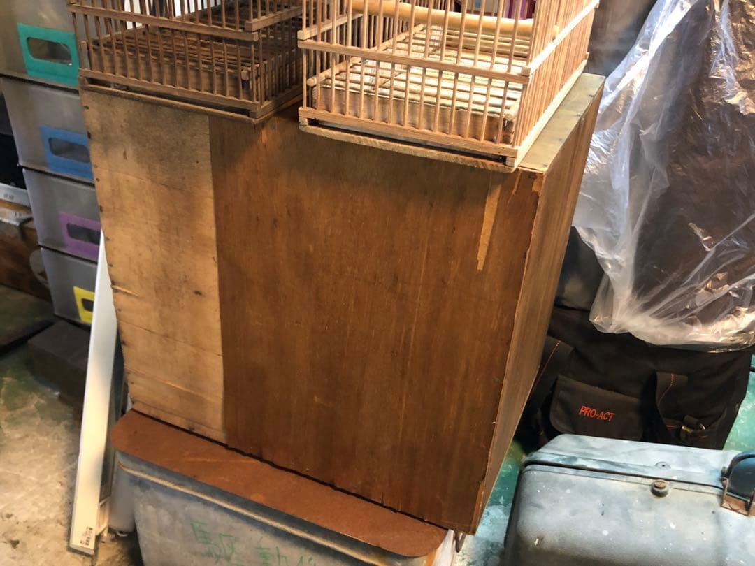 昭和レトロ 竹製 鳥籠 メジロ籠6個　寝かせ箱セット