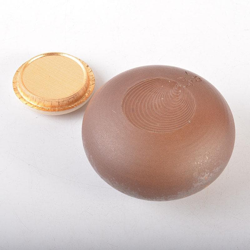 茶道具　備前焼　木村陶峰造　胡麻焼　大海茶入　仕覆付　共箱　V　6841