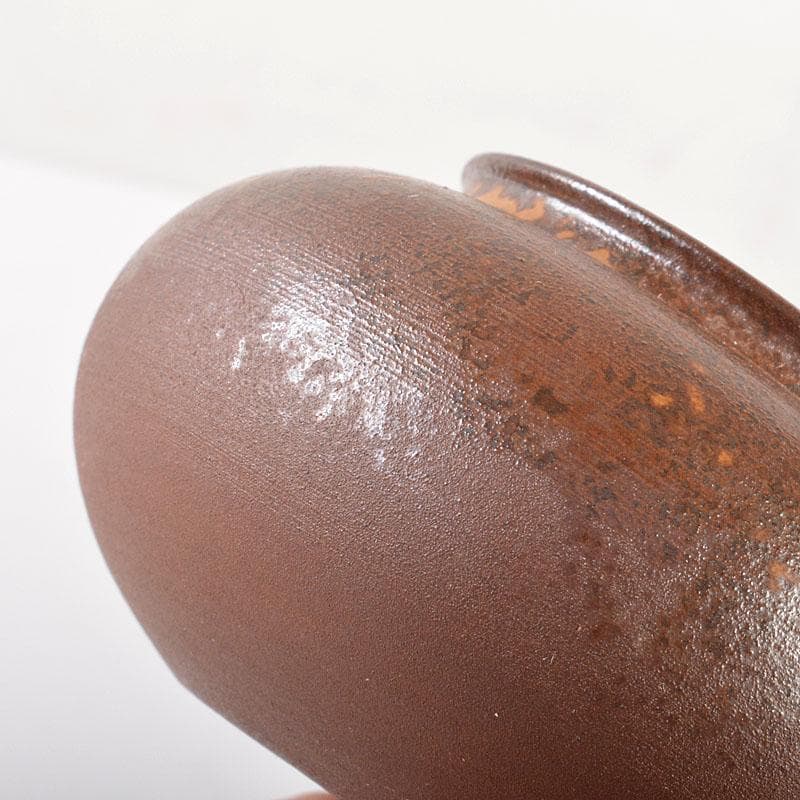 茶道具　備前焼　木村陶峰造　胡麻焼　大海茶入　仕覆付　共箱　V　6841