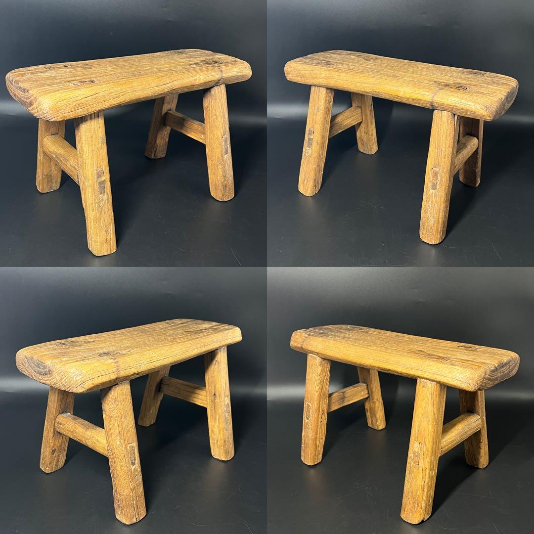 李朝 木製 小椅子 低椅子 踏み台 古民藝 古道具 朝鮮古美術 民藝 花台展示台