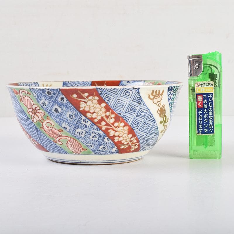 伊万里焼　五良太甫呉祥瑞造　色絵棯文　菓子鉢　五客　合わせ箱　M　R9495