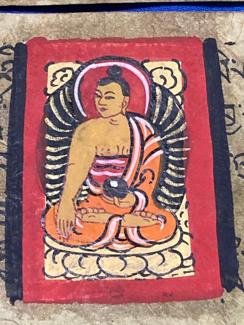 チベット語経典 手描きの仏像 9枚