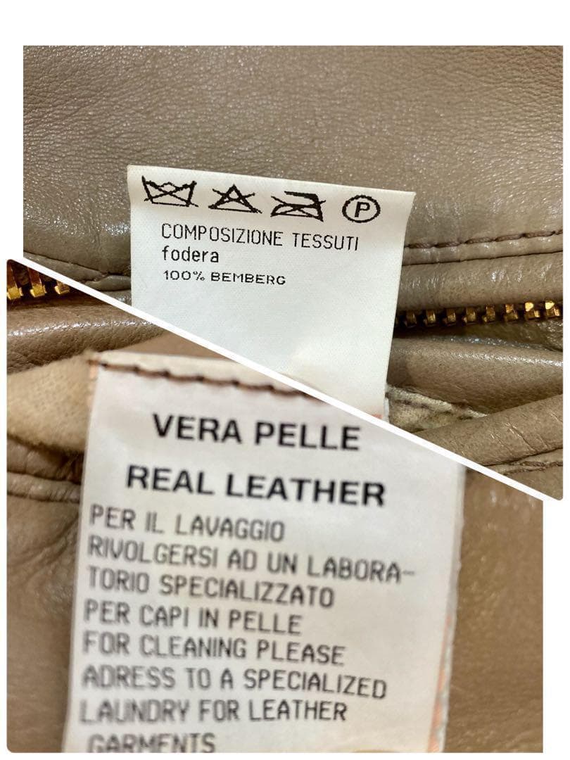 ドルチェ&ガッバーナ 本革ラムレザージャケット ベージュ ライダース 46