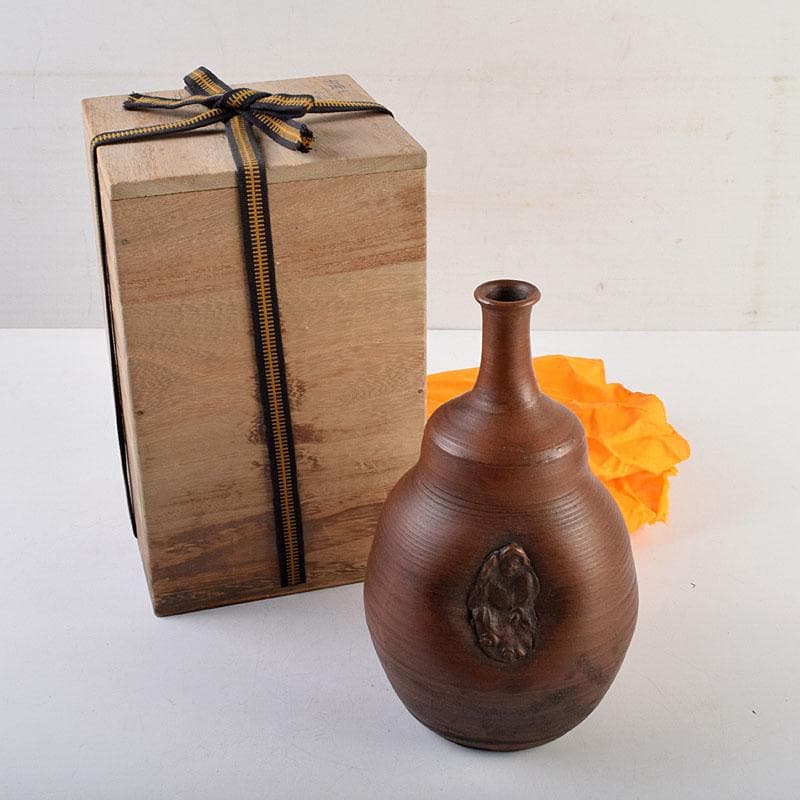 桂又三郎極め　江戸初期　古備前　人形徳利　共箱　V　9045