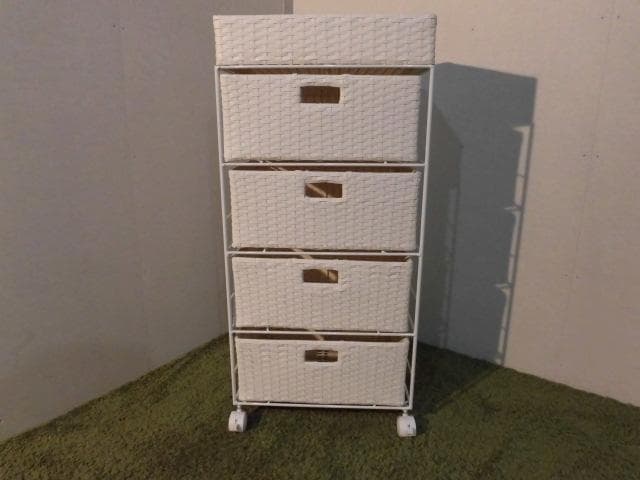 【全国一律送料無料・新品】ラタン風★サニタリー★ランドリーチェスト/ホワイト