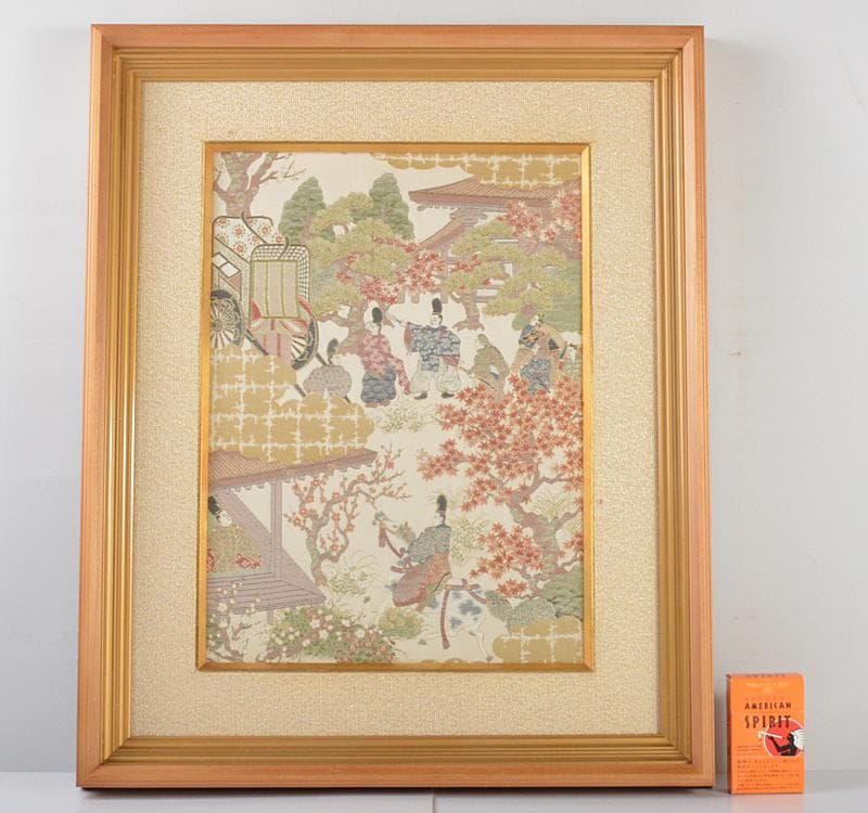 織額　京都西陣　長嶋成織物謹製　西陣織京額　平安絵巻　額装　C R4492C