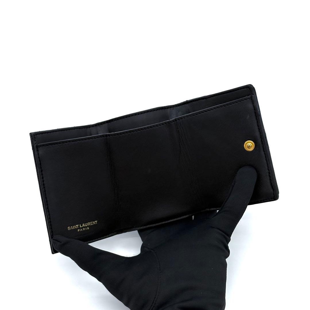 サンローラン 折財布 YSL カサンドラ Vステッチ キャビアスキン 2504