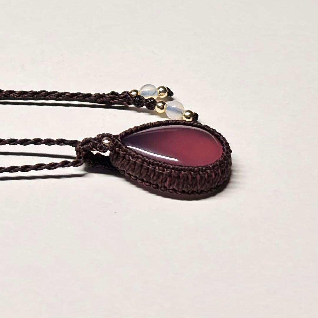 #2257 ⑥♡瑪瑙&オパライト天然石♡マクラメネックレス　ペンダント