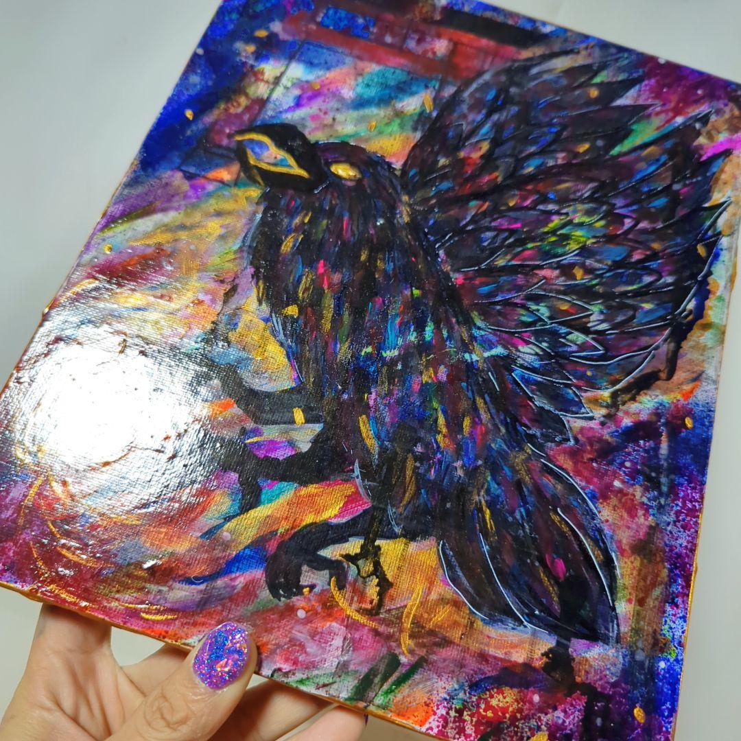 【一点物/原画】八咫烏と鳥居【F3号】【一点物/原画】