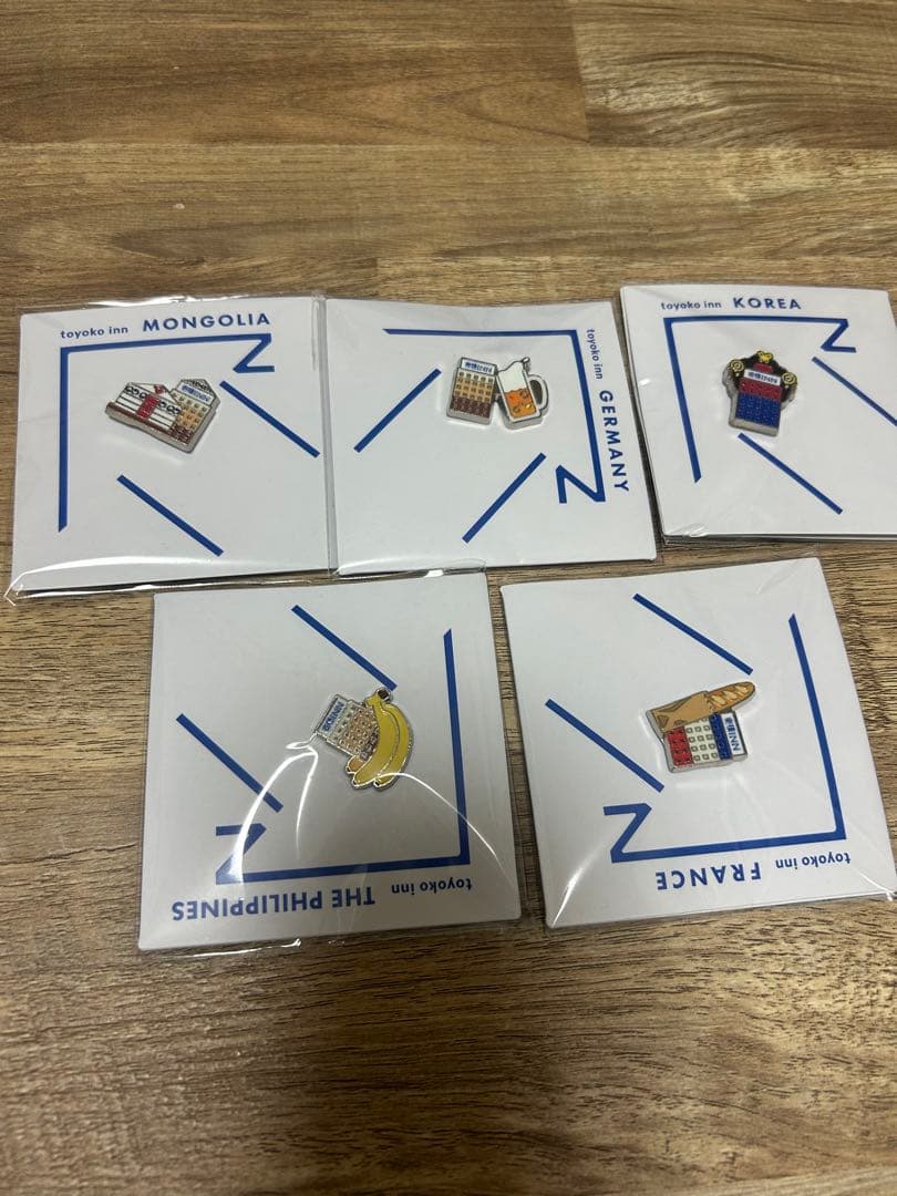 東横イン各国ピンバッジセット（モンゴル・ドイツ・韓国・フランス・フィリピン）