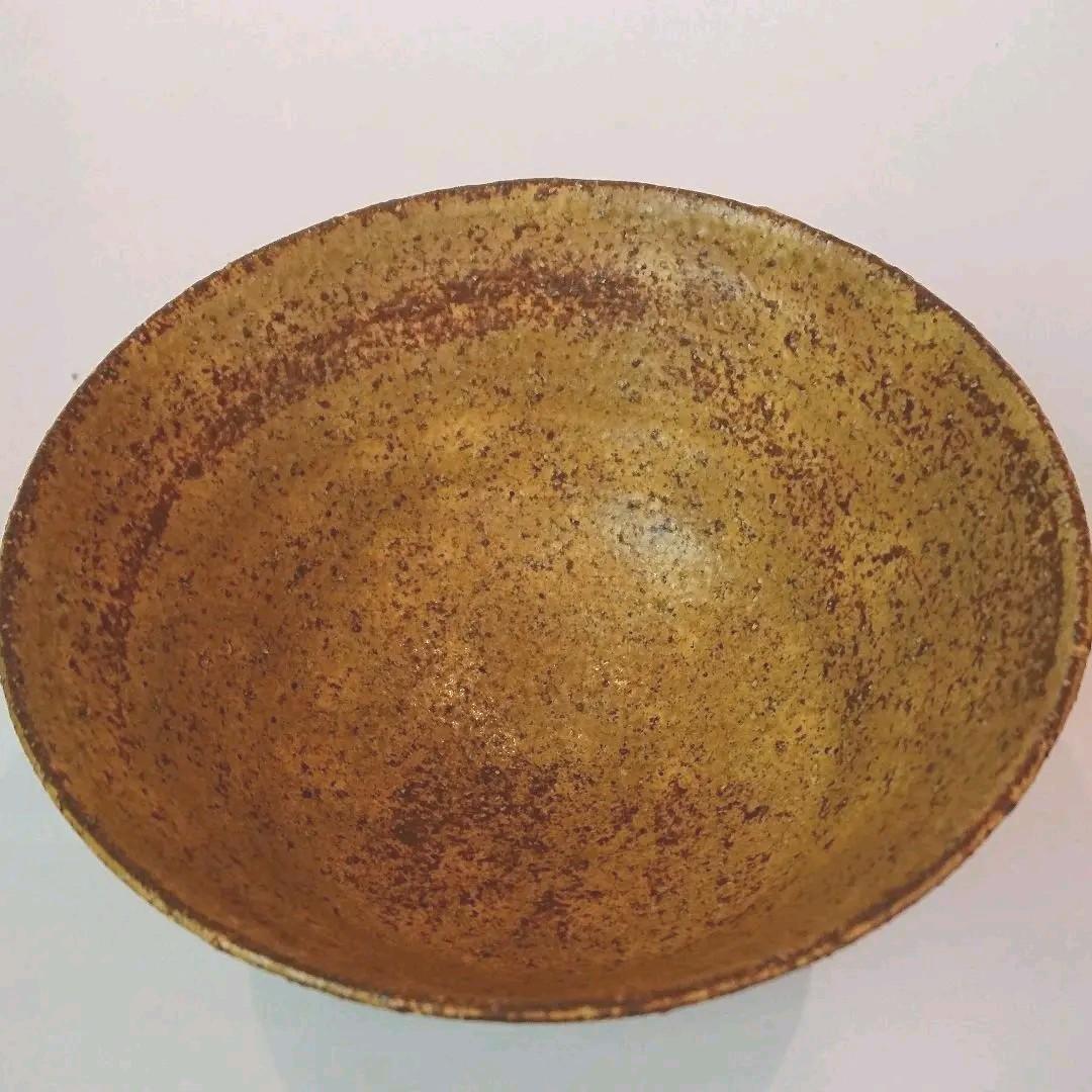 【茶道具】勝龍寺窯 乾伸行作 黄伊羅保茶碗