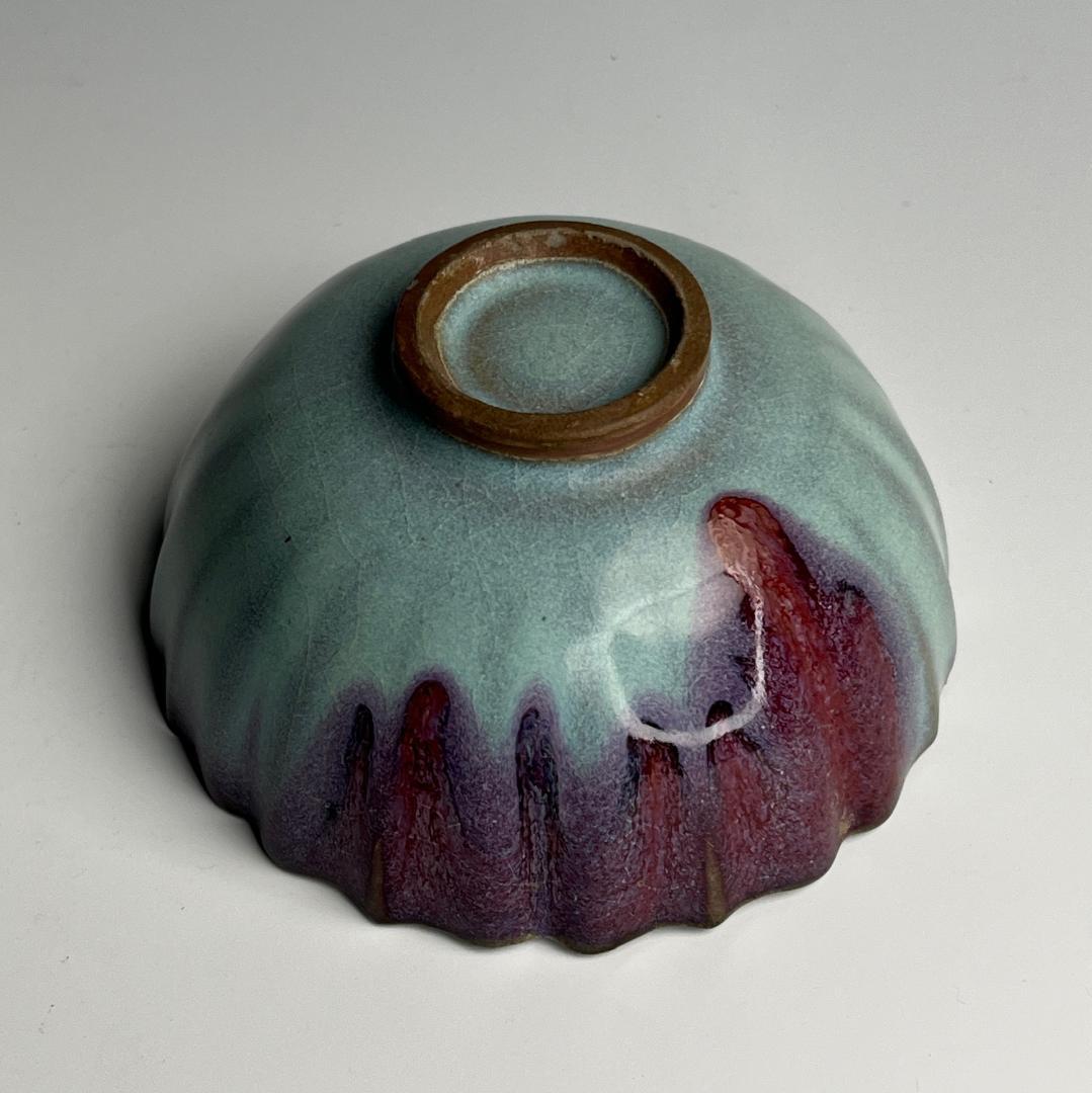 鈞窯天藍釉紫斑陵花盞 盃 中国古玩 中国美術 唐物 A899a