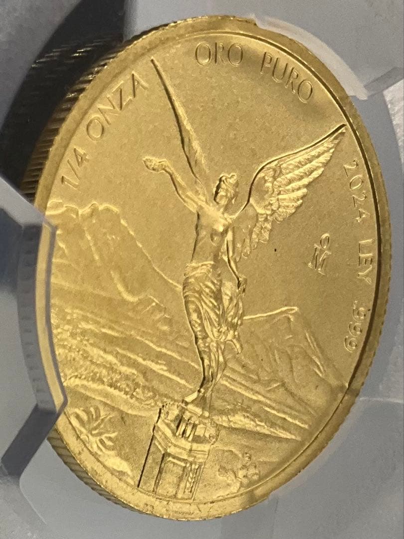 【カツ】 2024 メキシコ リベルタード 1/4oz 金貨 MS70