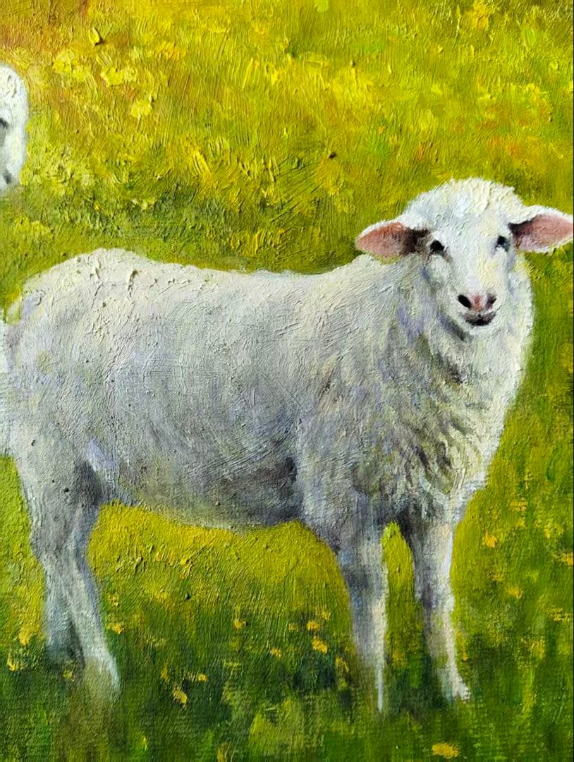 《羊の群》原画　油絵