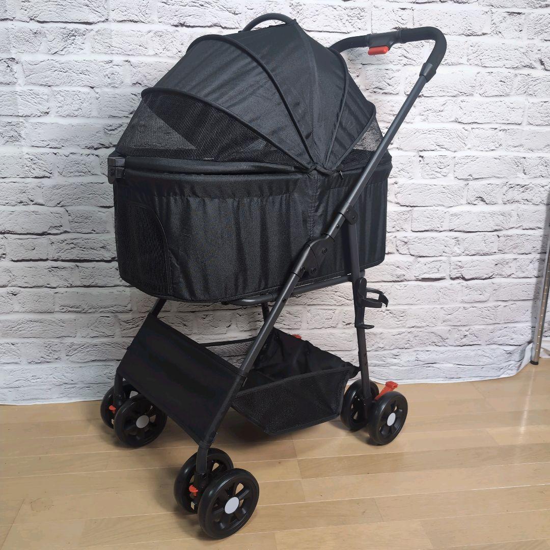 ペットカート ペットバギー 分離型 取り外し可 耐荷重20㎏ 多頭小型犬&猫 黒