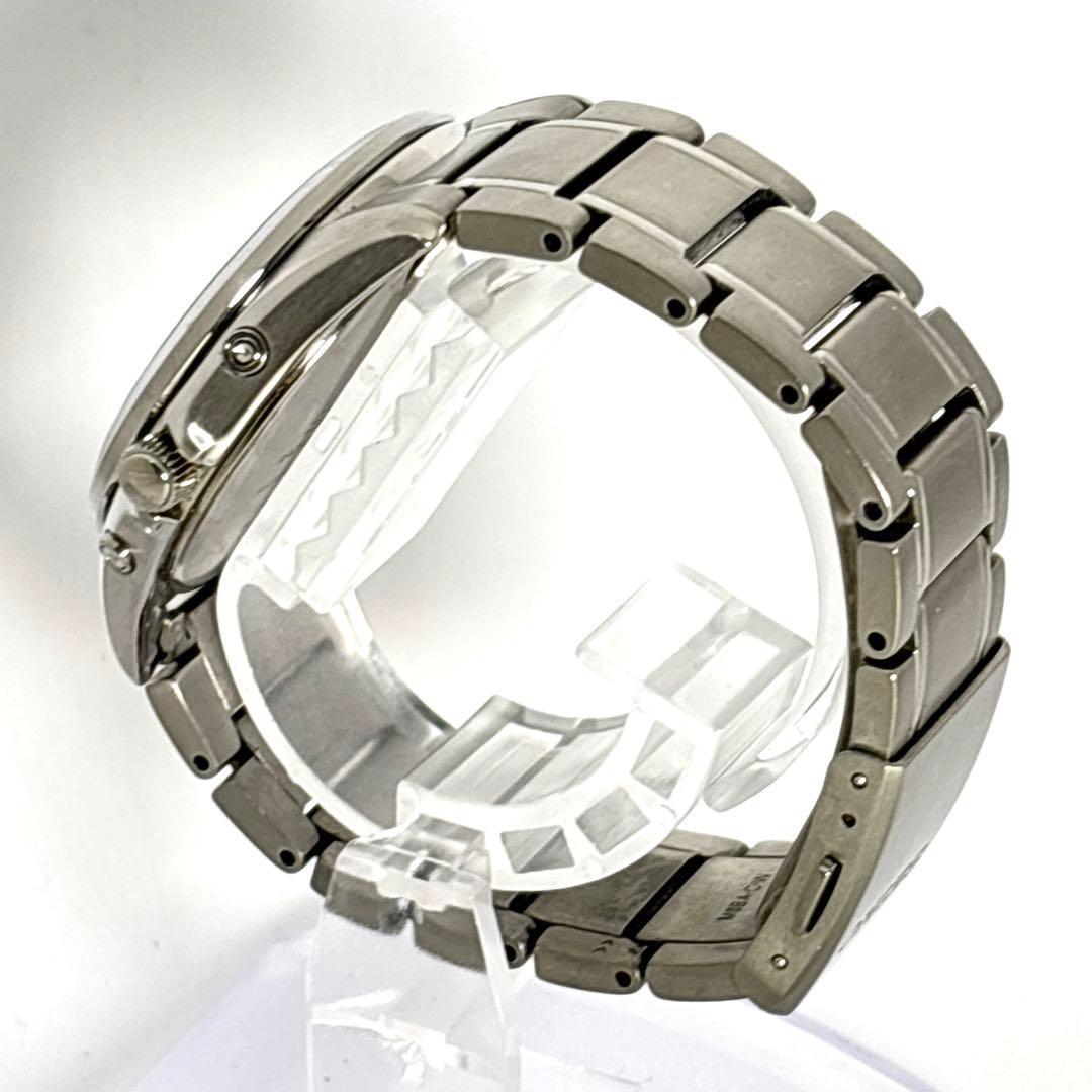 稼働 SEIKO メンズ腕時計 SOLAR デイト 黒文字盤 チタン Y2K