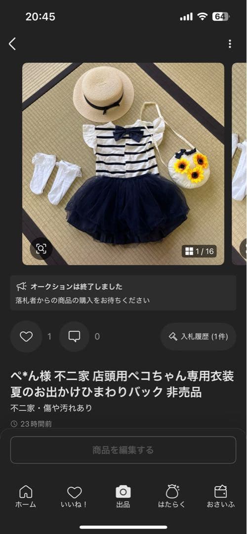 ペコラちゃん 不二家 店頭用ペコちゃん専用衣装 4点セット
