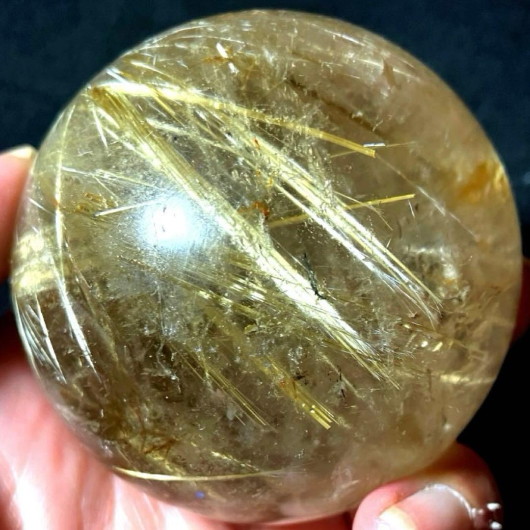 超大玉　63mm ゴールドタイチンルチルクォーツ　丸玉　スフィア　金針水晶