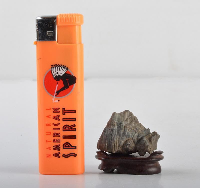 中国　鑑賞石　太湖石　霊壁石　置物　唐木台付　C　R4780