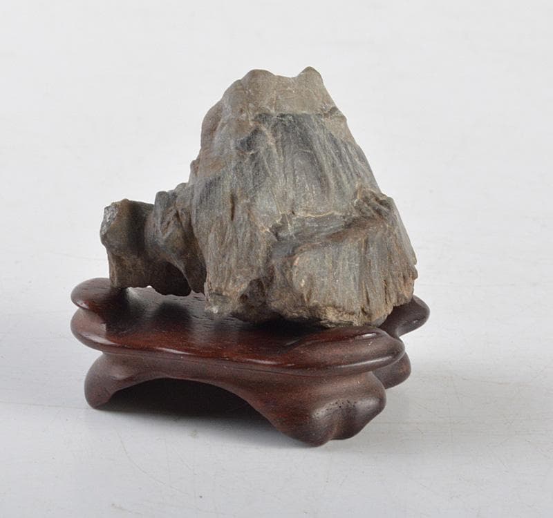 中国　鑑賞石　太湖石　霊壁石　置物　唐木台付　C　R4780