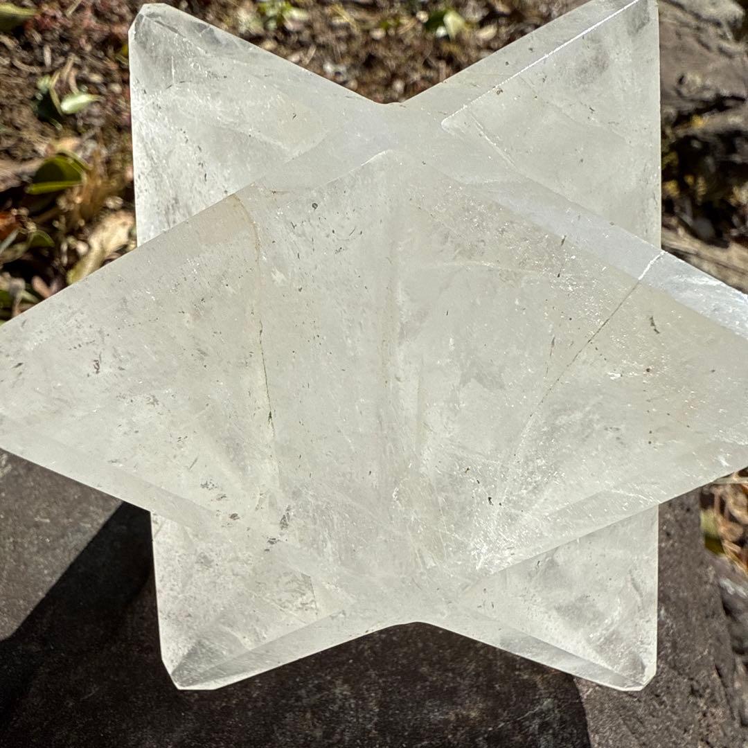クリスタル 水晶 星型 神聖幾何学型オブジェ 約8cm✖️8cm