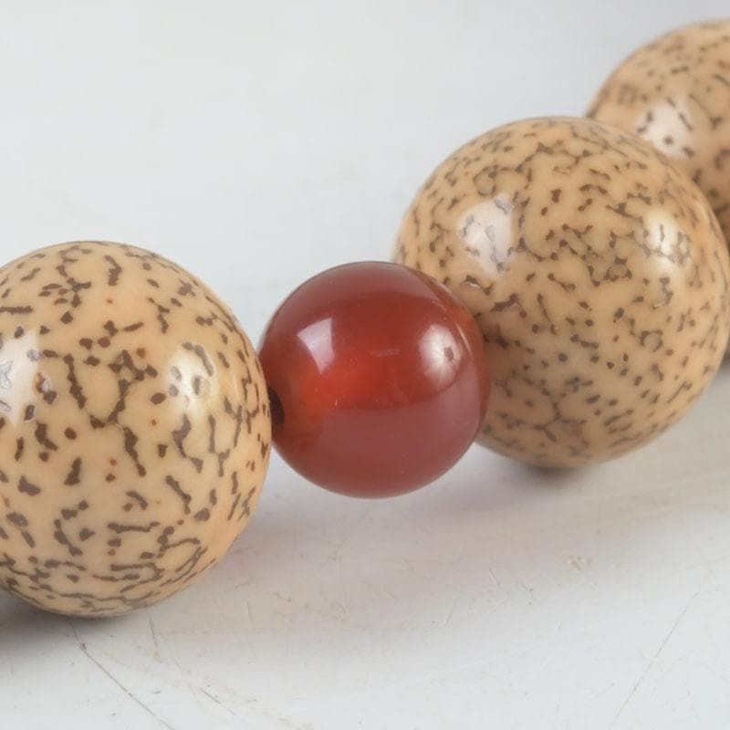 仏教美術　正絹房　赤瑪瑙　星月菩提珠　京念珠　数珠　共箱　N　9448