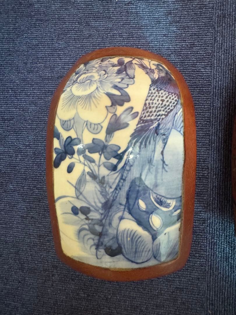 1818 中国骨董　新渡染付蓋付　木製　漆塗　提重　時代物