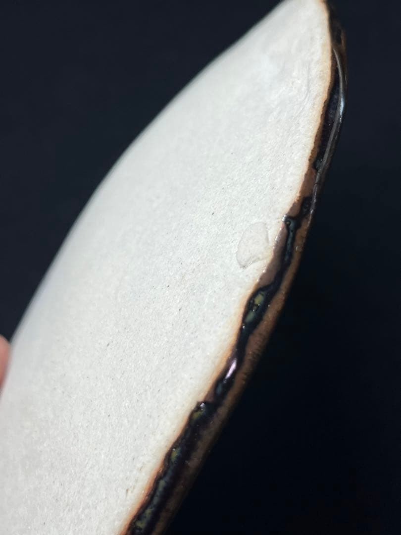 陶器 建水 鎌田幸ニ? 耀変油盃印銘「幸」赤金釉滴 天目 水指 茶道具 工芸品