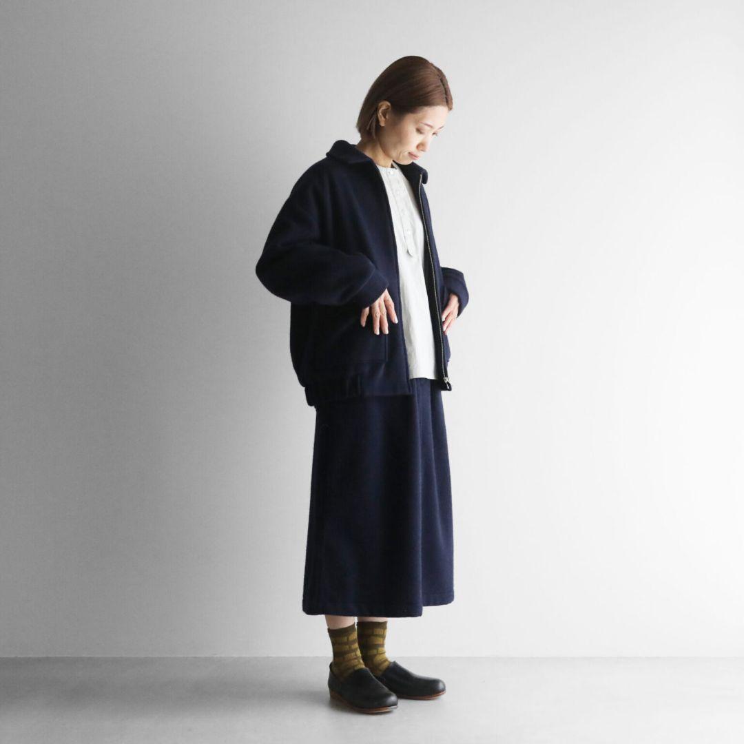 HUIS×尾州”縮絨ウールフランネルプレーンスカート HUIS.遠州織物