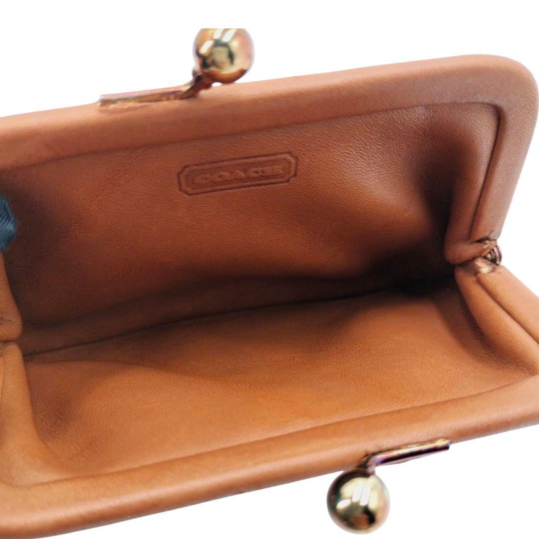 小物 Old Coach kiss lock coin purse Leather