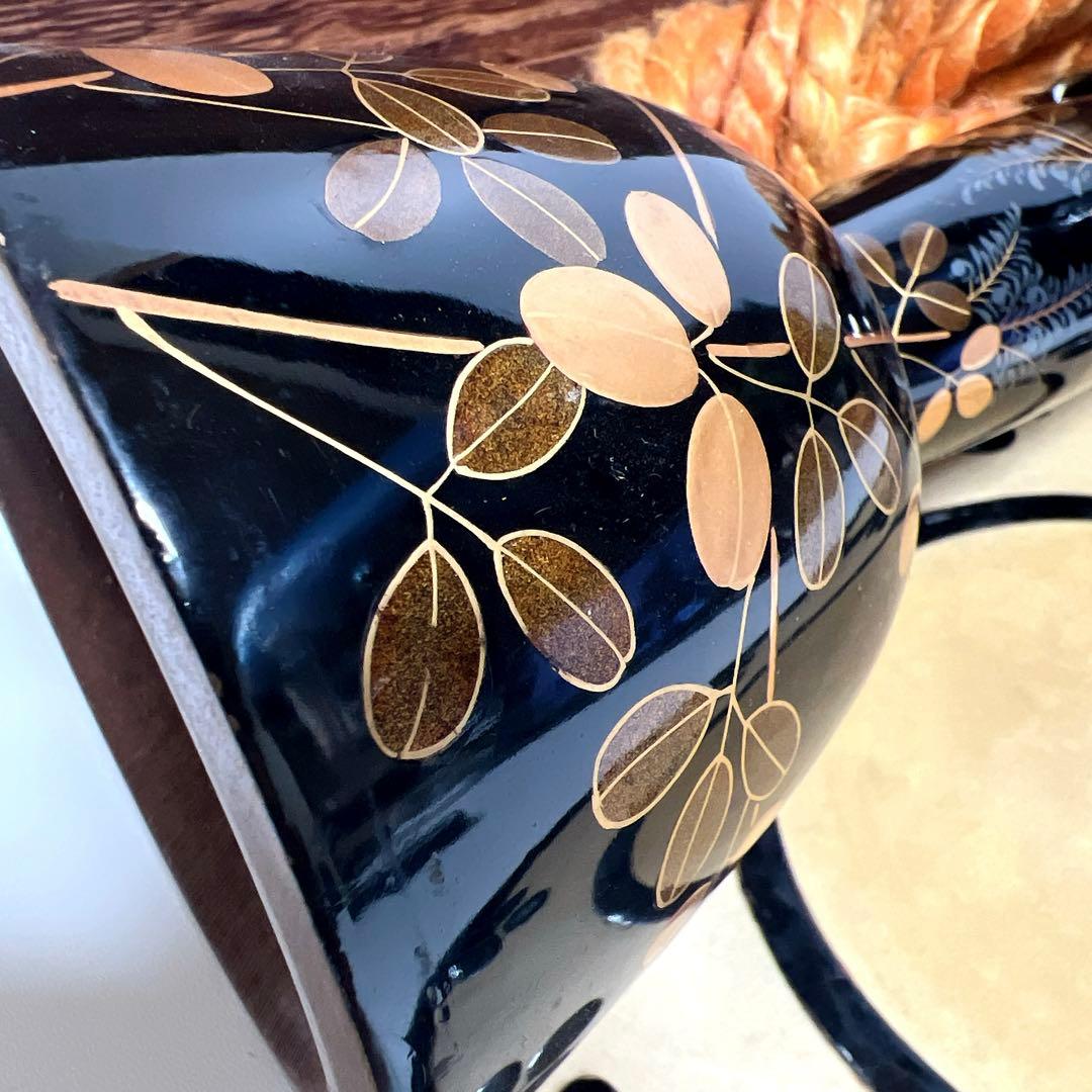 【良品】鼓　蒔絵　小鼓　胴　和楽器　漆塗り　伝統芸能　能 歌舞伎　金彩