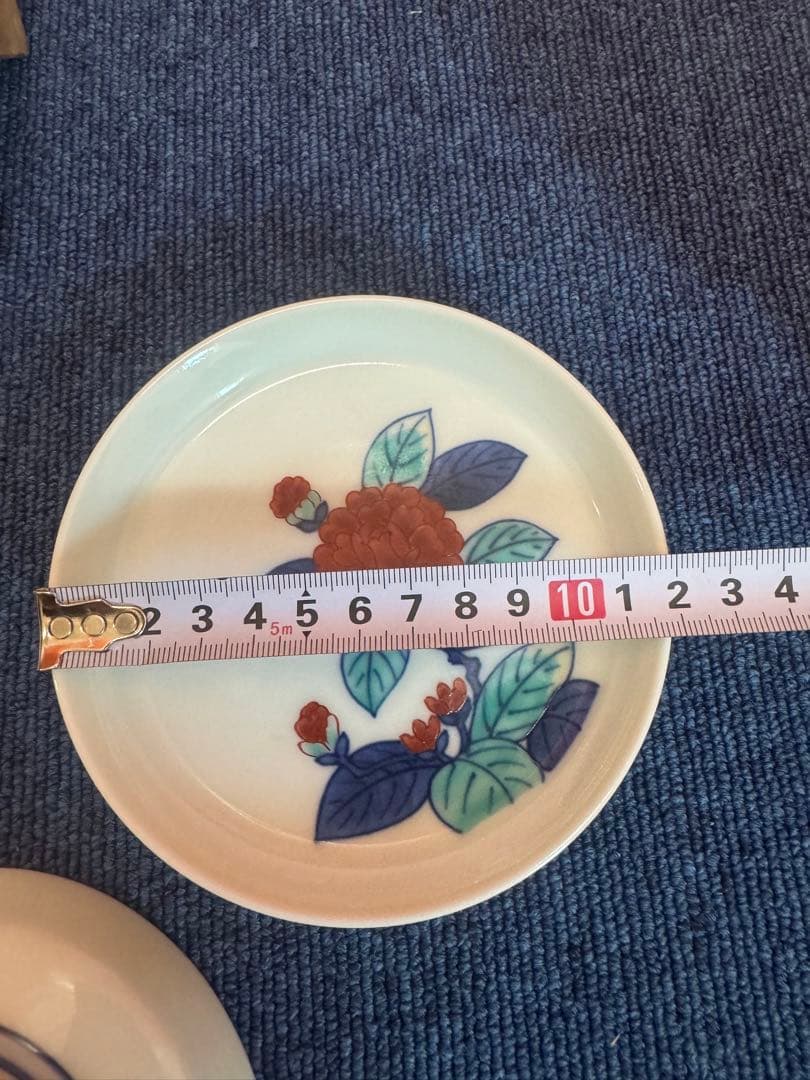 1886  今泉今右衛門作　錦椿画小皿　5客　未使用