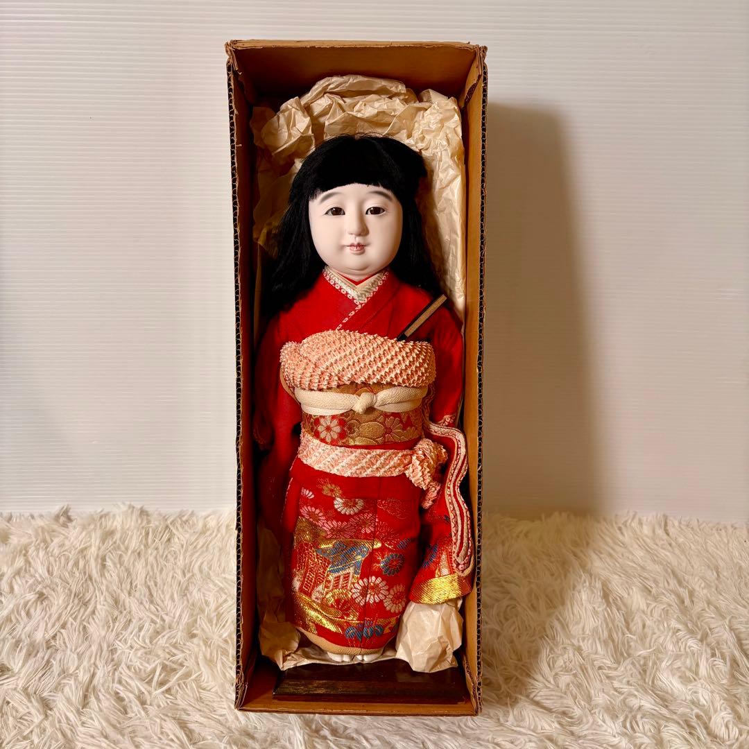 極美品 古い市松人形 45cm 箱入り 元箱