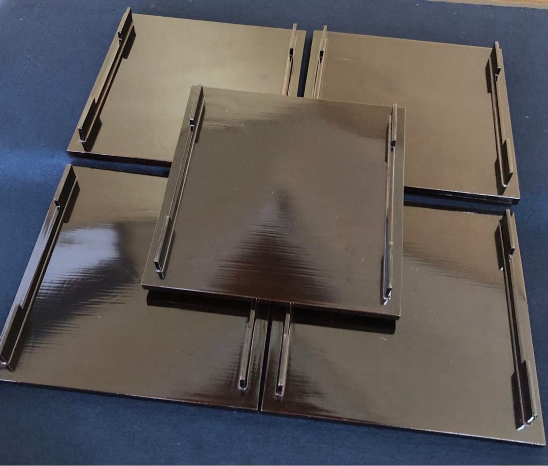 ‼️割引 黒塗 流水紅葉蒔絵 脚付膳 四方膳10客 木製漆器 木箱250725F1