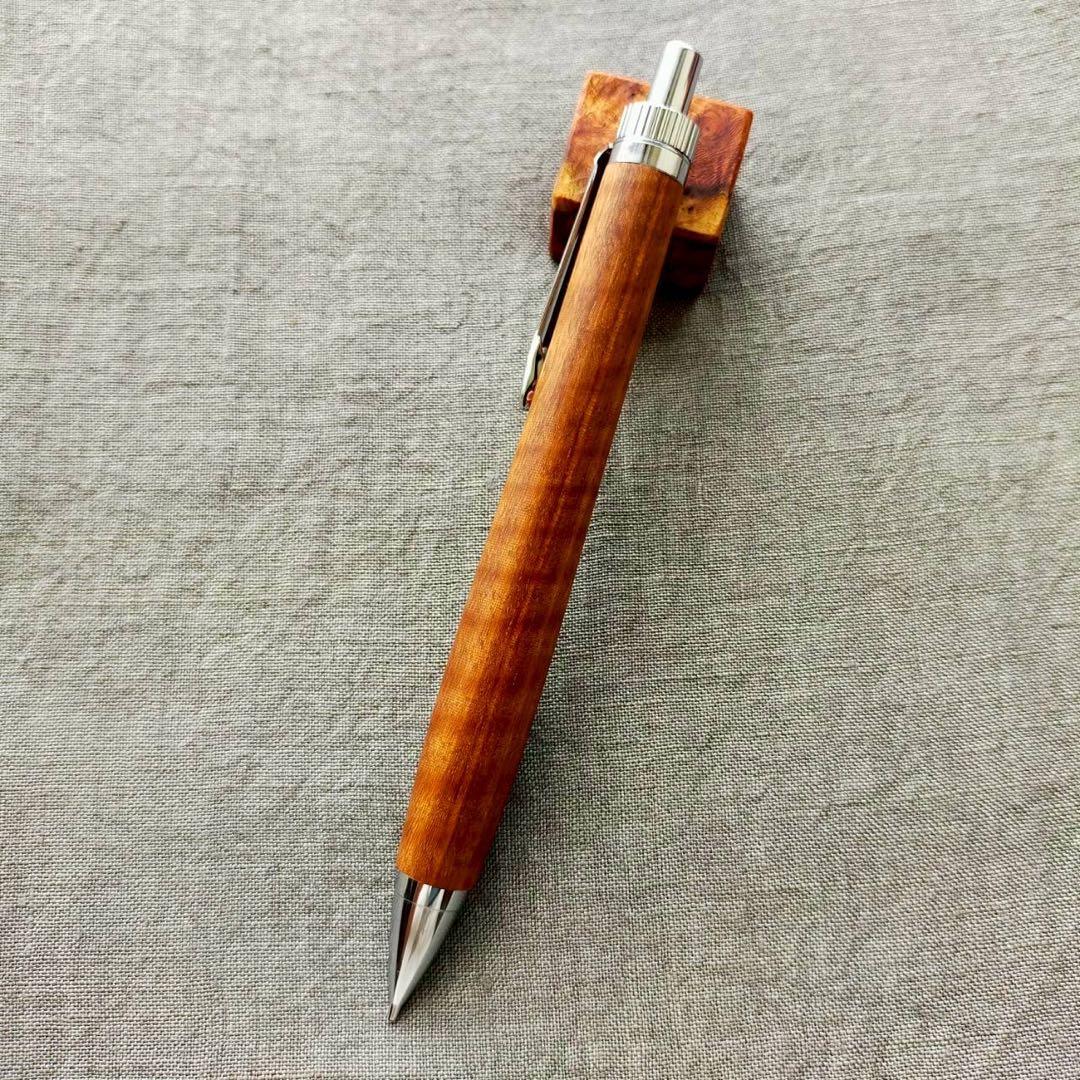 金色楠木　ハンドメイド　木軸シャープペン　0.5mm　天然木　シルバー　幻の木