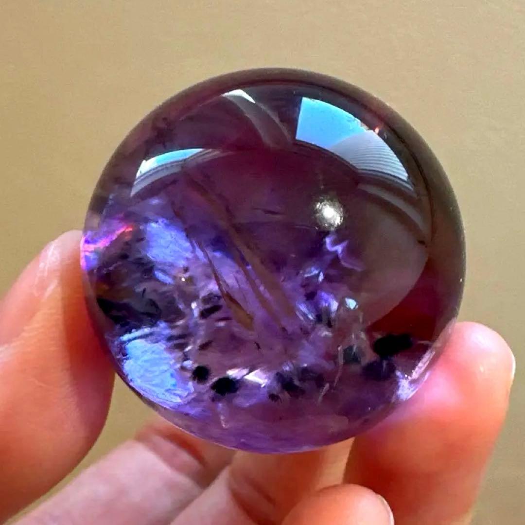 アメシスト　スフィア　高品質　ホーランダイト　虹　ファントム