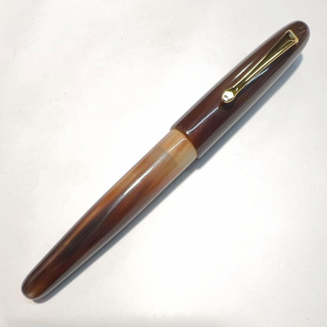 【稀少品】■天然素材 水牛角軸 万年筆 F 細字 Jowoペン先 新品■