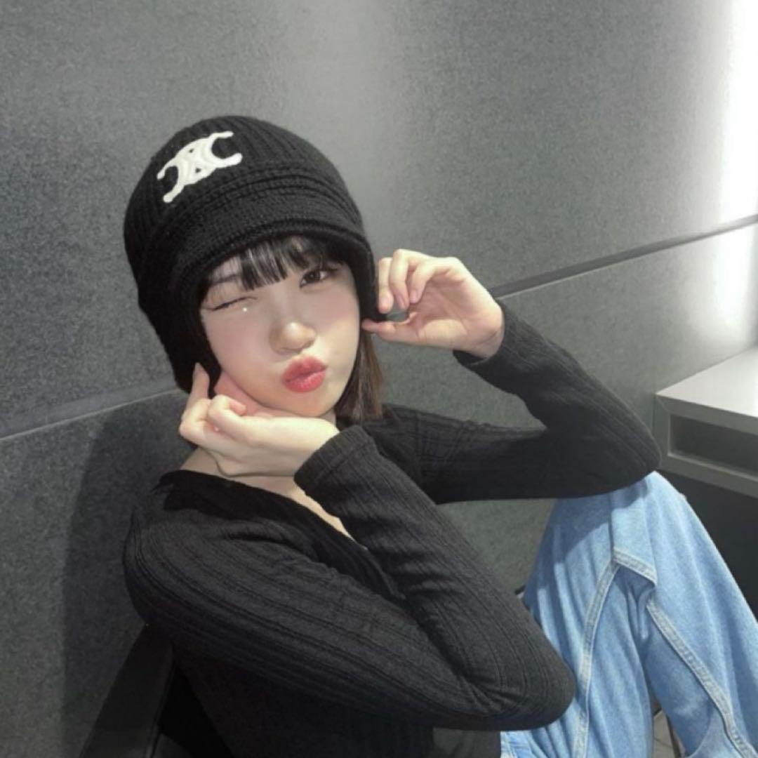 CELINE セリーヌ トリオンフ クロシェ カシミア バケットハット ネイビー