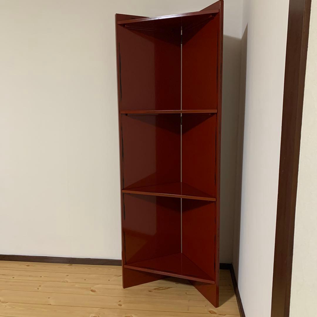 根来塗 コーナーラック 和風 民芸品 和室 飾り台 旅館 和モダン 朱色 レトロ