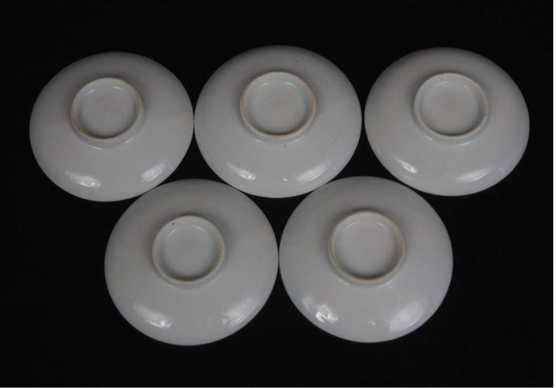 送料無料　大正～昭和初期　漢詩山水図茶碗５客　煎茶道具