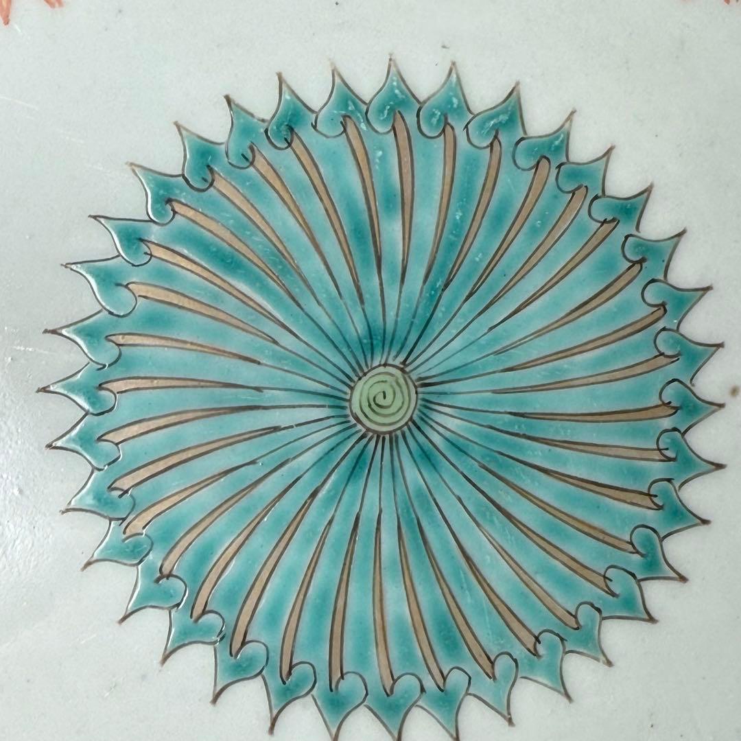 幕末〜明治期　色絵赤絵金蘭手変形皿　一辺26cm　古美術　豪商旧蔵品　古伊万里