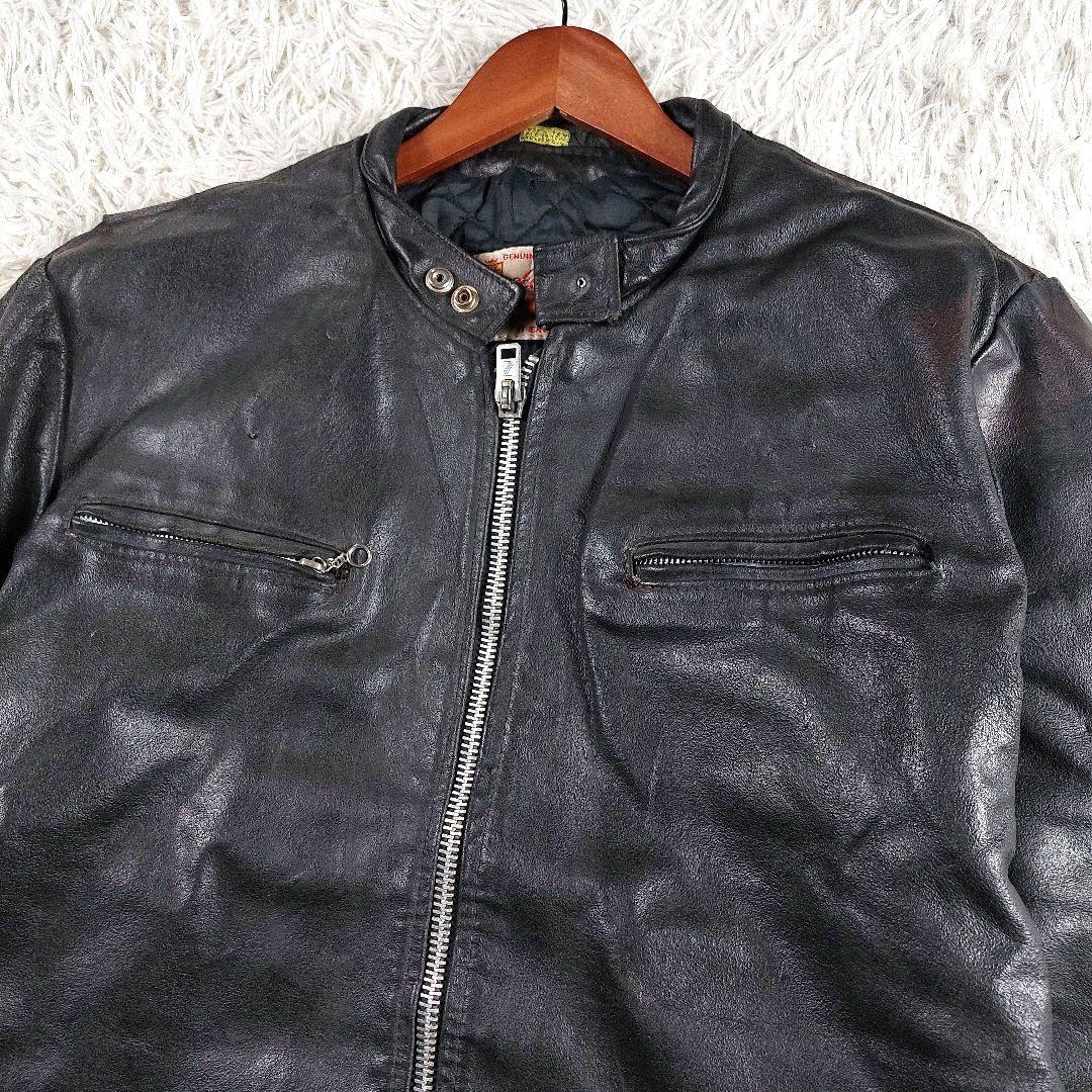 70s 希少 Excelled USA製 ダブルレザーライダースジャケット 46