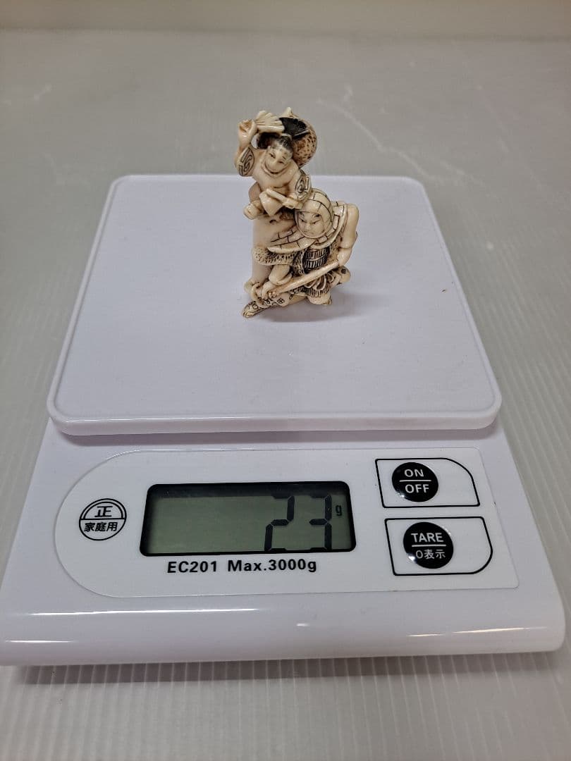 城 根付 白色 二人 武士 極上 和装小物 古美術品 春面 2点まとめ