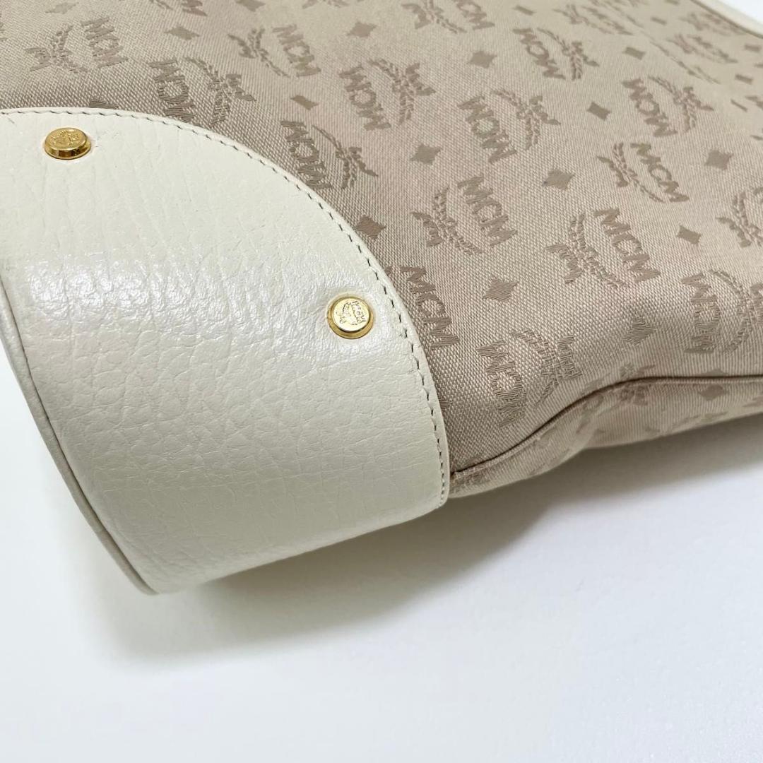 MCM ハンドバッグ 総柄 レディース ロゴ 白 ホワイト ベージュ 美品 中古